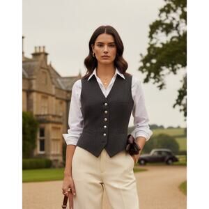 VTG Ralph Lauren Womens Black Denim Vest Size XL Western Cottage 90's Y2K